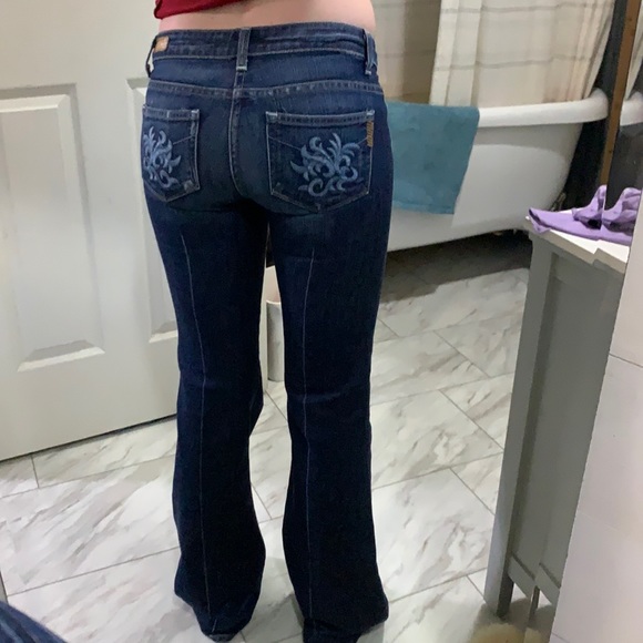 Paige Low/Mid-Rise Bell Bottom-style Jeans. - Picture 5 of 16